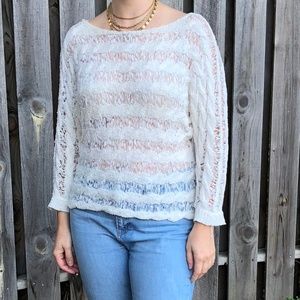 Loose-Weave Cream Anthropologie Sweater, M